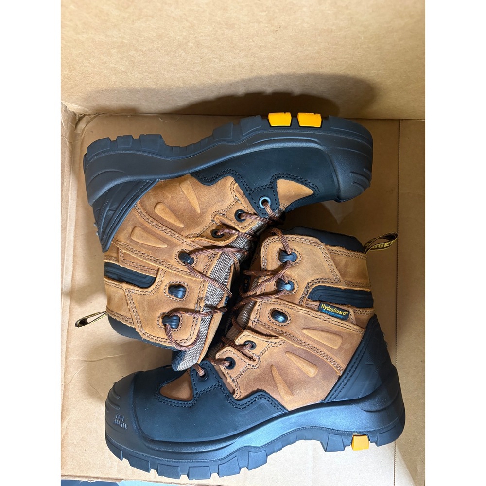 Rockrooster Work Boots Mens Size 7 Brown Waterproof Steel Toe Leather AK669 EH